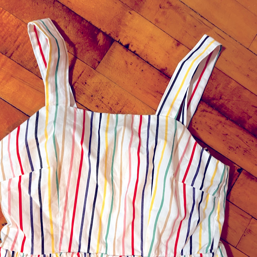 BLOGGER FAV EUC J. Crew striped rainbow maxi dress size 0 fits up to size 4